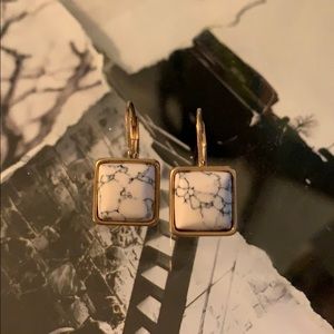 Thirty-one marble and gold earrings